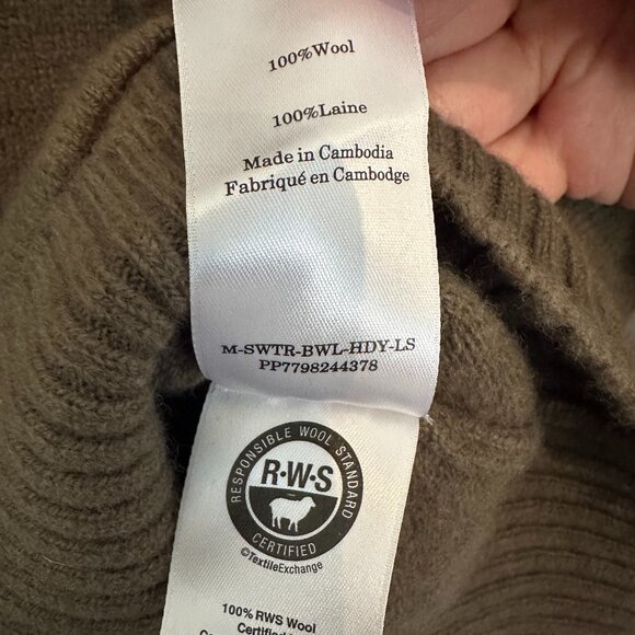 Everlane The Felted Merino Wool Knit Pullover Olive Hoodie Quiet Luxury - Small - Picture 6 of 8